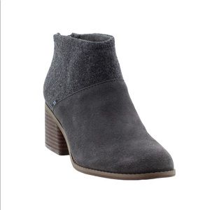 TOMS Suede and Felt Lacy Booties